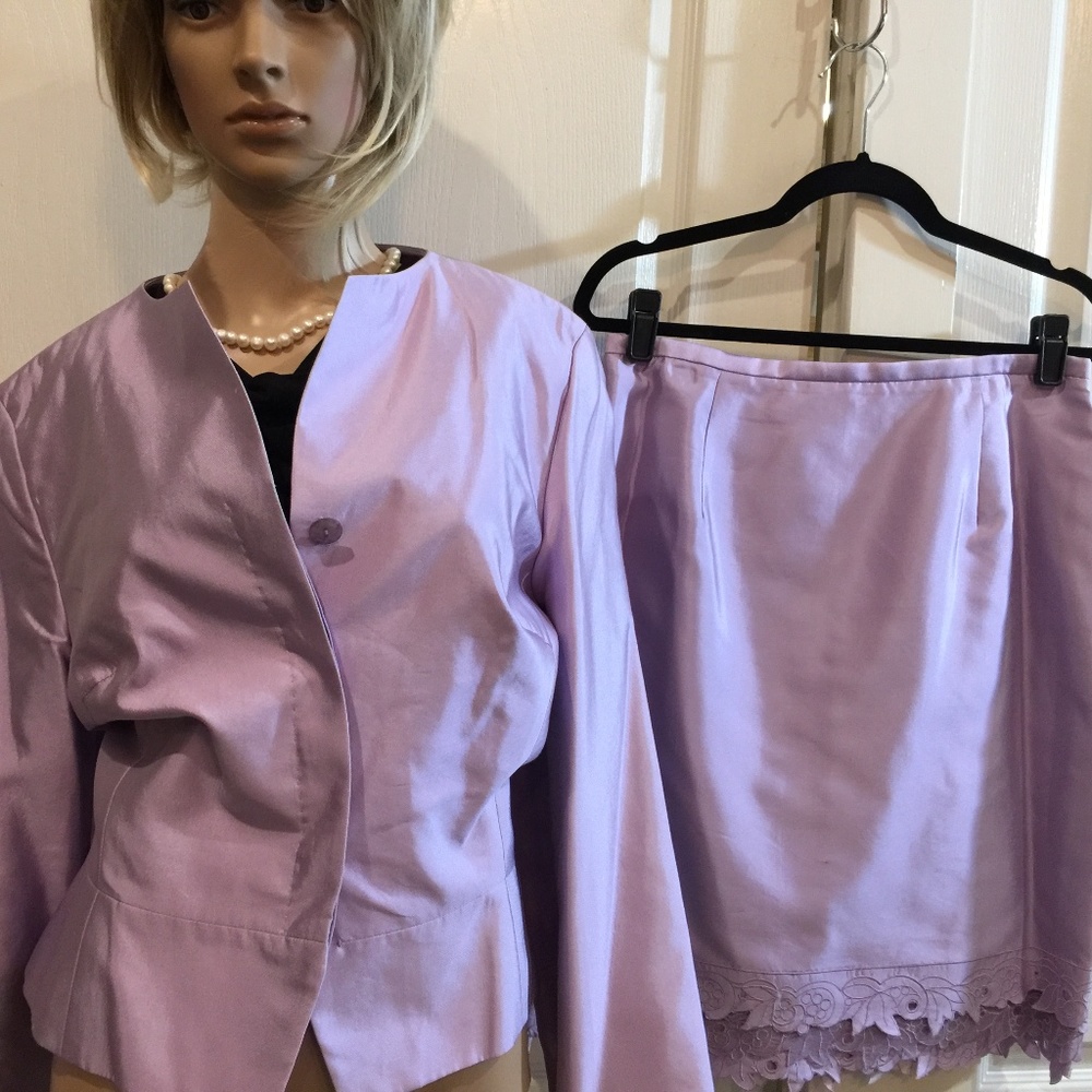 NWT $288 Vintage Bill Blass Lavender Layered Lace